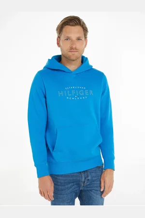 Tommy Hilfiger Modrá pánská mikina Curve Logo Hoody - Pánské