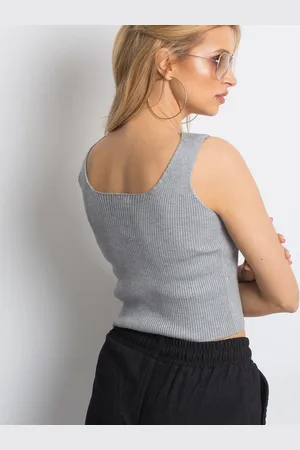 Factory Price Šedý crop top s kravatou