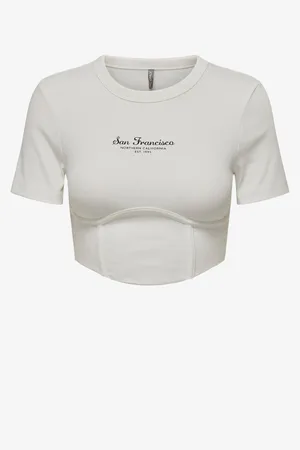 ONLY Bílý dámský crop top Lola - Dámské
