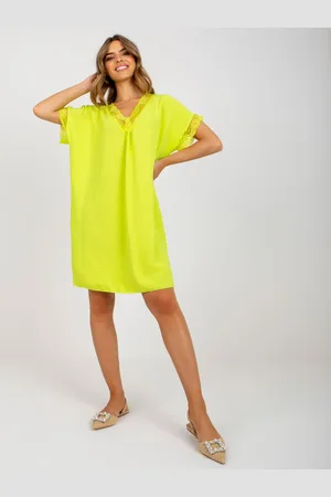 Italy Moda Limetkové oversize šaty s viskózou