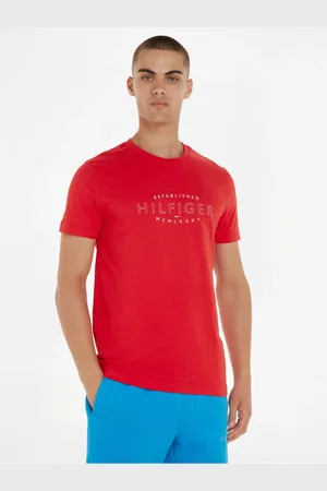 Tommy Hilfiger Červené pánské tričko - Pánské