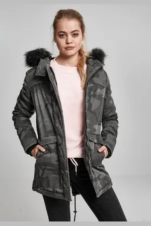 Urban classics Dámská přebarvená kamuflážní parka tmavá kamuflážová