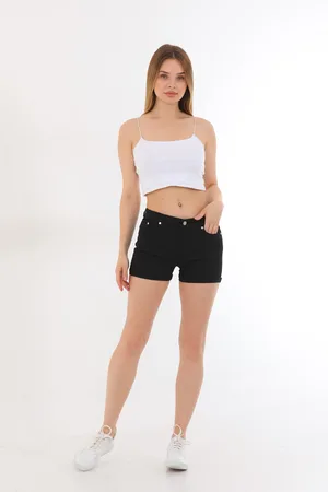 BİKELİFE Mini vysoký pas Lycra pružné bavlněné šortky a bermudy