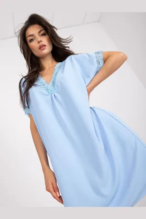 Italy Moda Světle modré oversize šaty s krajkou