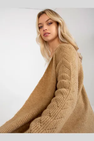 Factory Price Velbloudí maxi kardigan s prolamovaným vzorem
