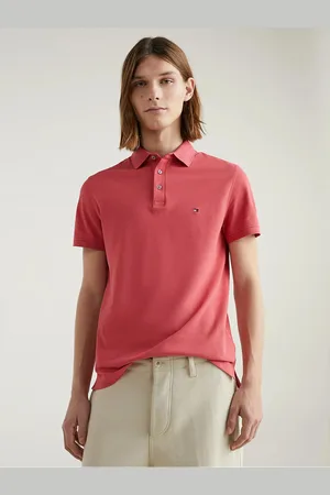 Tommy Hilfiger Tmavě růžové pánské polo tričko 1985 Slim Polo - Pánské