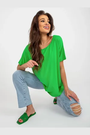 Fancy Základní zelená oversize halenka s krátkým rukávem