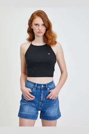 Tommy Hilfiger Černý dámský crop top Tommy Jeans - Dámské