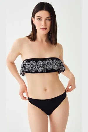 Dagi Black Flounce bikiny bez ramínek