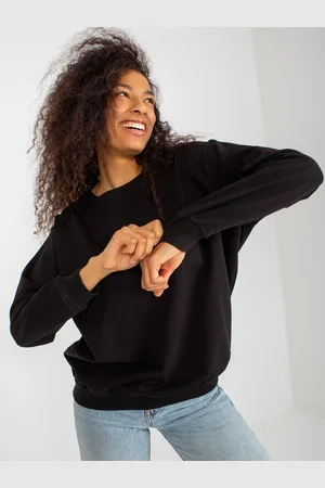 Vikki Vi Černá dámská basic mikina bez kapuce v oversize střihu