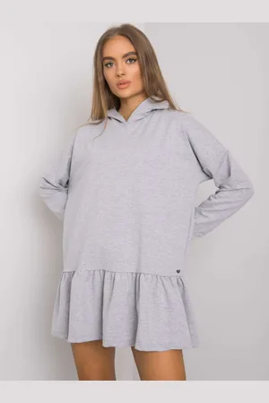 BASIC FEEL GOOD Šedé bavlněné šaty s kapucí, melanž