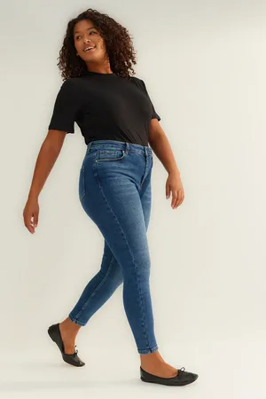Trendyol Curve Navy Blue Vysoký pas Elastické Skinny Džíny