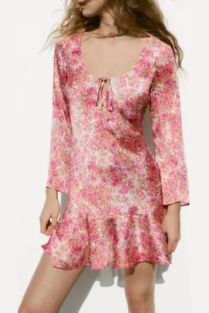 MADMEXT Pink Flower Patterned Dress