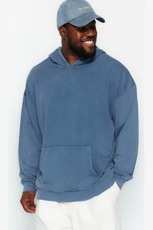 Trendyol Limited Edition Indigo Relaxed 100% Bavlněná Mikina s Opraným Efektem