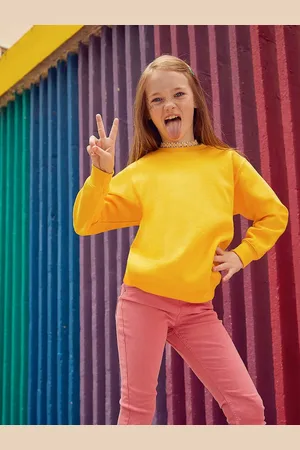 Fruit Of The Loom Żółta bluza dziecięca Set-In Sweat