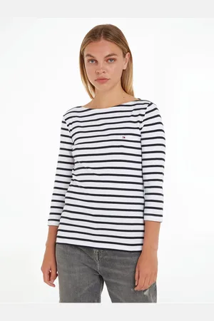 Tommy Hilfiger Modro-bílé dámské pruhované tričko s dlouhým rukávem Tommy Hilfige - Dámské
