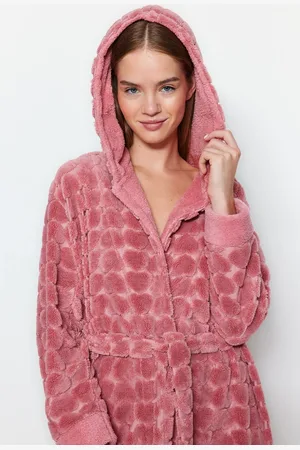 Trendyol Pink Belt Heart Polar Winter Knitting Dressing gown