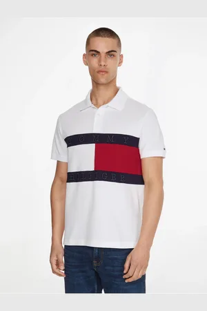 Tommy Hilfiger Červeno-bílé pánské polo tričko - Pánské