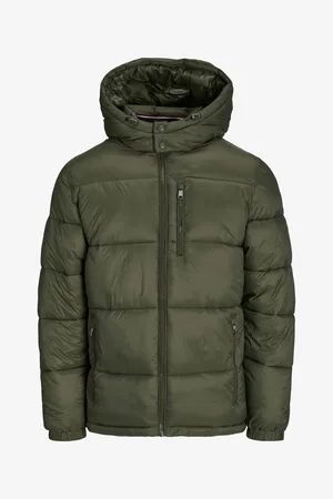 JACK & JONES Khaki pánská zimní prošívaná bunda Eddie - Pánské