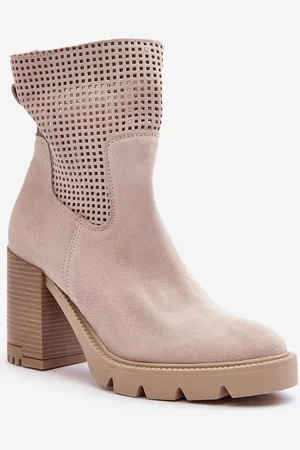 Lewski Shoes Dámské Ažurové Zámecké Boty Světle Béžové Lewski 3386