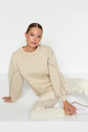 Trendyol Stone Stitch Detail Posádka krk Regular Fit Fleece uvnitř pletené mikiny