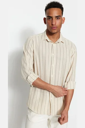 Trendyol Black Striped Regular Fit Textured Shirt