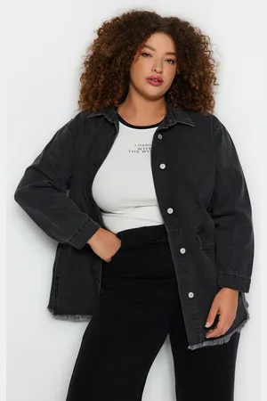 Trendyol Curve Anthracite Oversize džínová bunda