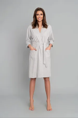 Italian Fashion Dámský župan Karla s 3/4 rukávem - světlá melanž