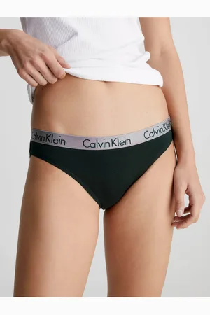 Calvin Klein Sada tří dámských kalhotek v tmavě zelené a šedé barvě Un - Dámské
