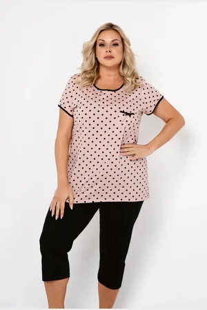 Italian Fashion Dámské pyžamo Bonilla, krátký rukáv, 3/4 nohavice - potisk/černá