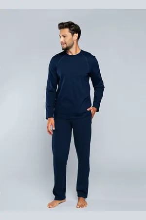 Italian Fashion Pánské pyžamo Niko, dlouhý rukáv, dlouhé kalhoty - tmavě