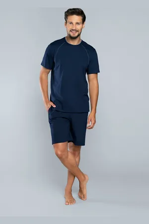 Italian Fashion Pánské pyžamo Niko, krátký rukáv, 1/2 kalhoty - tmavě