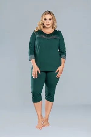 Italian Fashion Dámské pyžamo Izyda 3/4 rukáv, 3/4 nohavice - zelené