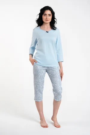 Italian Fashion Dámské pyžamo Salli 3/4 rukáv, 3/4 nohavice - modrá/duk modrá