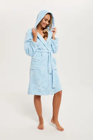 Italian Fashion Dámský župan Misti s dlouhým rukávem - modrý