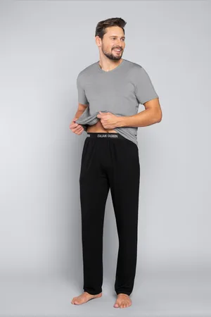 Italian Fashion Pánské pyžamo Dallas, krátký rukáv, dlouhé kalhoty - melanž/