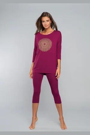 Italian Fashion Pyžamo Mandala 3/4 rukáv, 3/4 nohavice - víno