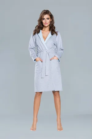 Italian Fashion Komfortní župan s dlouhým rukávem - modrý
