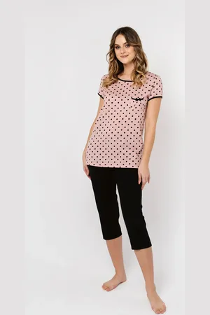 Italian Fashion Dámské pyžamo Bonilla, krátký rukáv, 3/4 nohavice - potisk/černá