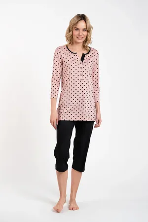 Italian Fashion Dámské pyžamo Marit 3/4 rukáv, 3/4 nohavice - potisk/černá