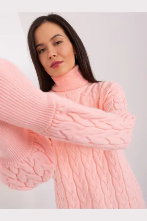 Wool Fashion Italia Broskvový rolák s manžetami