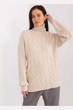 Wool Fashion Italia Světle béžový rolák s manžetami