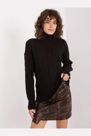 Wool Fashion Italia Černý dámský rolák s viskózou