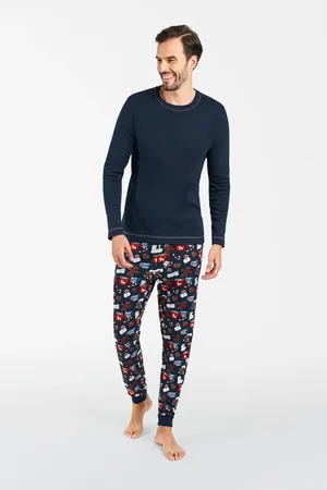 Italian Fashion Pánské pyžamo Rojas dlouhé rukávy, dlouhé kalhoty - námořnická /potisk
