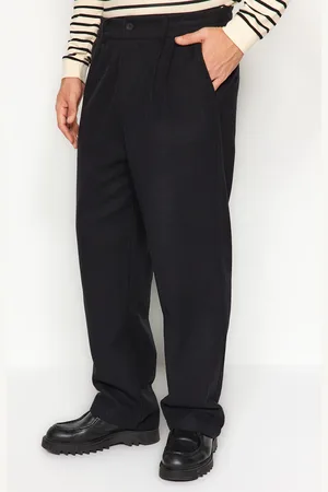 Trendyol Black Wide Leg Stamped Trousers