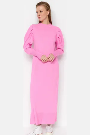 Trendyol Pink Unlined Plain Knitted Rib/Casino Dress