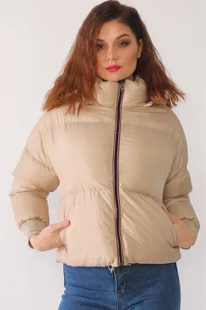 Dewberry Z6650 LADIES PUFFER COAT-BEIGE