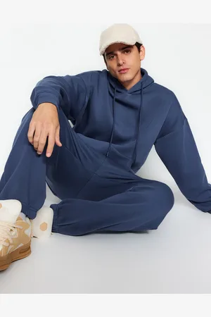 Trendyol Pale Indigo Oversize/Wide Cut Hooded Warm Sweatshirt Tracksuit