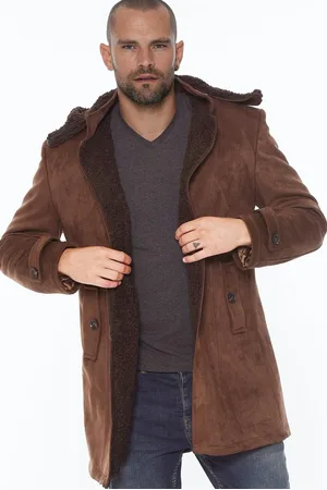 Dewberry PLT8399 SUEDE LOOK PÁNSKÝ KABÁT-OUTDOOR COFFEE