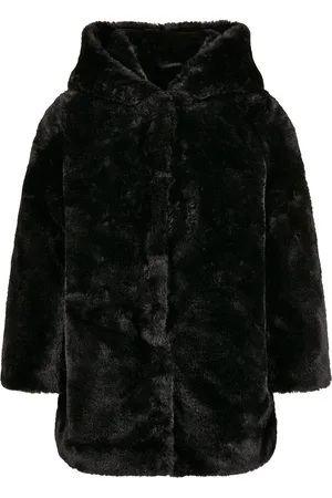 Urban classics Dívčí Teddy Coat s kapucí černý